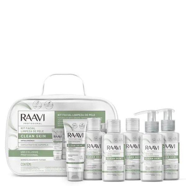 Kit Limpeza de Pele Facial Clean Skin Hipoalergênico Raavi