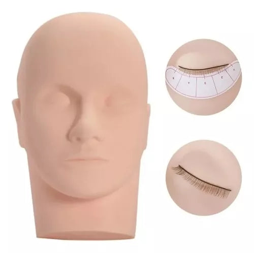 Cabeça Rosto De Silicone Para Treino De Extensão De Cílios