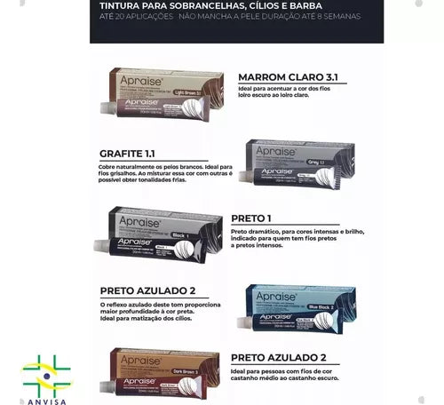 Tintura Apraise Para Cílios E Sobrancelhas Preto 20ml