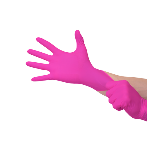 Luva Nitrílica Rosa - Caixa com 100 un.