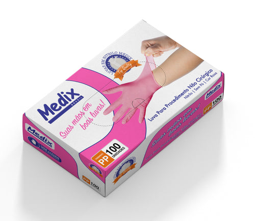 Luva Nitrílica Rosa - Caixa com 100 un.
