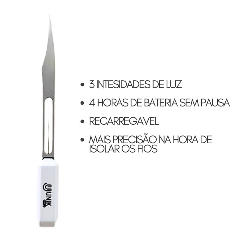 Pinça LED Curvada para Extensão de Cílios - Yunik PRO