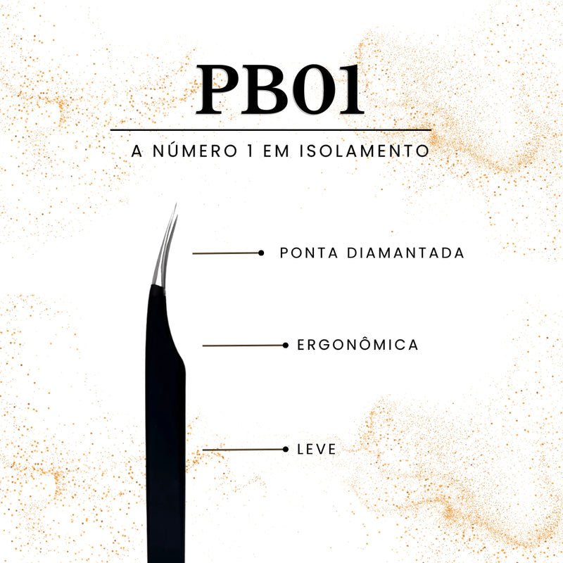 Pinça para Extensão de Cílios PB01 Linha Black